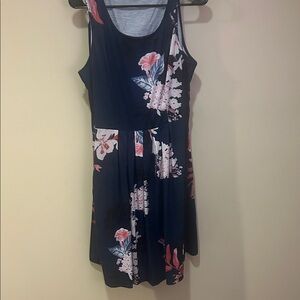 Floral Navy Sleeveless Dress